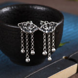 925 Silver Auspicious Cloud Tassel Drop Earrings Wedding Women Earrings