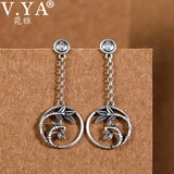 925 Silver Bamboo Leaf Tassel Earrings Artistic Temperament