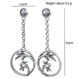 925 Silver Bamboo Leaf Tassel Earrings Artistic Temperament