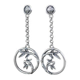 925 Silver Bamboo Leaf Tassel Earrings Artistic Temperament