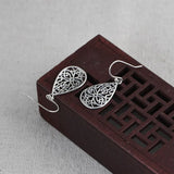 925 Silver Dangle Earrings Hollow Drop Vintage Jewelry Ethnic