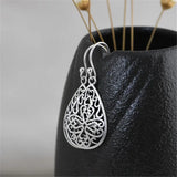 925 Silver Dangle Earrings Hollow Drop Vintage Jewelry Ethnic
