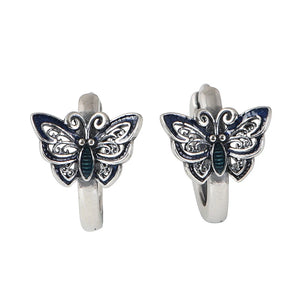 925 Silver Butterfly Stud Earrings Retro Women's Jewelry Gift