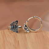 925 Silver Butterfly Stud Earrings Retro Women's Jewelry Gift