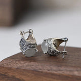 925 Sterling Silver Opal Stone Drop Earrings Vintage Jewelry Brincos