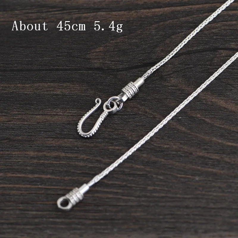 925 Sterling Silver Horsewhip Chain Necklace Punk Jewelry