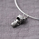 925 Silver Lion Dance Charm Pendant Literary Style Cat Clavicle Jewelry