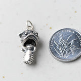 925 Silver Lion Dance Charm Pendant Literary Style Cat Clavicle Jewelry