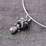 925 Silver Lion Dance Charm Pendant Literary Style Cat Clavicle Jewelry