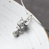 925 Silver Lion Dance Charm Pendant Literary Style Cat Clavicle Jewelry
