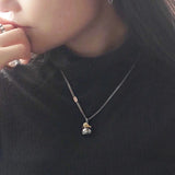925 Silver Halloween Necklace Vintage Cat Pendant Couple Jewelry
