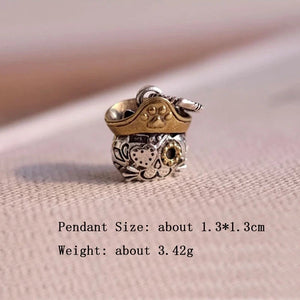 925 Silver Halloween Necklace Vintage Cat Pendant Couple Jewelry