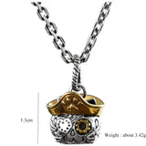 925 Silver Halloween Necklace Vintage Cat Pendant Couple Jewelry