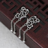 925 Silver Butterfly Tassel Earrings For Girls Women Long Earrings
