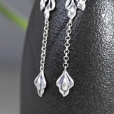 925 Silver Tree Leaf Earrings Thai Vintage Jewelry Gift