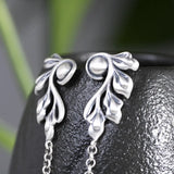 925 Silver Tree Leaf Earrings Thai Vintage Jewelry Gift