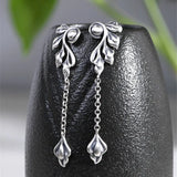 925 Silver Tree Leaf Earrings Thai Vintage Jewelry Gift