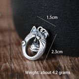 Sterling Silver Vintage Art Cat Pendant Silver Bell Clavicle Chain