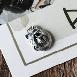 Sterling Silver Vintage Art Cat Pendant Silver Bell Clavicle Chain
