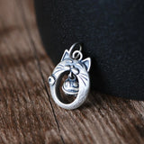 Sterling Silver Vintage Art Cat Pendant Silver Bell Clavicle Chain