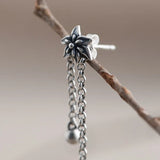 925 Silver Art Fish Earrings Vintage Women's Flower Tassel Party Jewelry