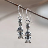 925 Silver Vintage Fish & Kitten Earrings, Party Jewelry