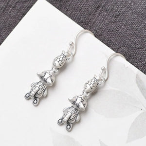 925 Silver Vintage Fish & Kitten Earrings, Party Jewelry