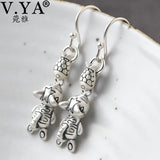 925 Silver Vintage Fish & Kitten Earrings, Party Jewelry