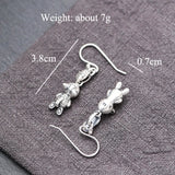 925 Silver Vintage Fish & Kitten Earrings, Party Jewelry