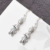 925 Silver Vintage Fish & Kitten Earrings, Party Jewelry