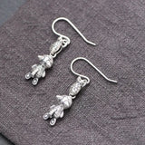 925 Silver Vintage Fish & Kitten Earrings, Party Jewelry