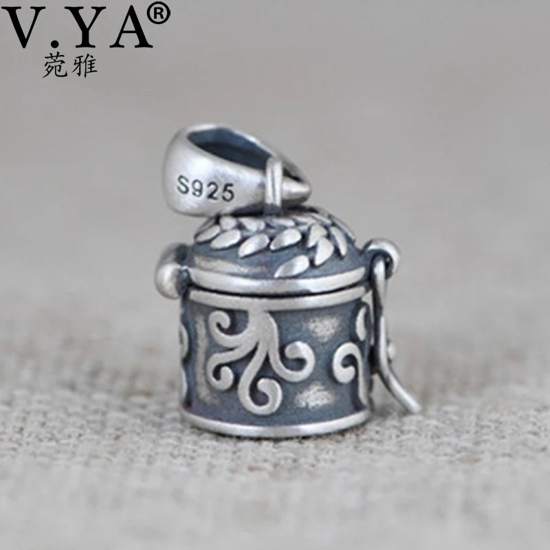 925 Silver Vintage Thai Silver Necklace Pendant Female Gawu Box Pendant