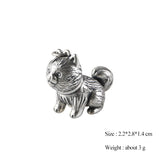 Vintage 990 Silver Puppy Dog Pendant Hollow 3D Charm Jewelry