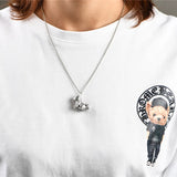 Vintage 990 Silver Puppy Dog Pendant Hollow 3D Charm Jewelry