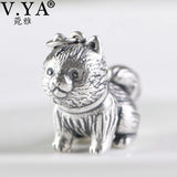 Vintage 990 Silver Puppy Dog Pendant Hollow 3D Charm Jewelry