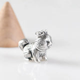 Vintage 990 Silver Puppy Dog Pendant Hollow 3D Charm Jewelry
