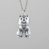 Vintage 990 Silver Puppy Dog Pendant Hollow 3D Charm Jewelry