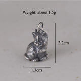 Vintage Cat Necklace 990 Pure Silver Flower Cat Pendant Fine Jewelry
