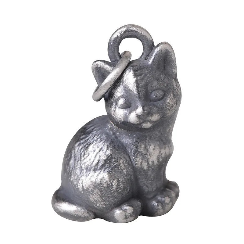Vintage Cat Necklace 990 Pure Silver Flower Cat Pendant Fine Jewelry