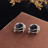 Vintage Thai Silver Hollow Clip Earrings