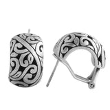 Vintage Thai Silver Hollow Clip Earrings