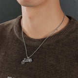 Engraved Punk Boys Motorcycle Necklace Ashes Memorial Pendant Women