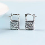 Thai Silver Lock Bag Heart Zircon S925 Earrings