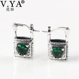 Thai Silver Lock Bag Heart Zircon S925 Earrings
