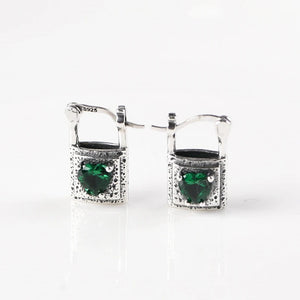 Thai Silver Lock Bag Heart Zircon S925 Earrings