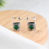 Thai Silver Lock Bag Heart Zircon S925 Earrings