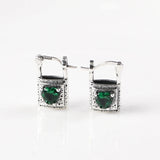 Thai Silver Lock Bag Heart Zircon S925 Earrings
