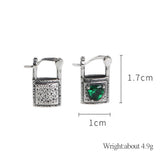 Thai Silver Lock Bag Heart Zircon S925 Earrings
