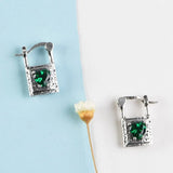 Thai Silver Lock Bag Heart Zircon S925 Earrings