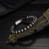 Magnetic Leather Bracelet Punk Rock Stainless Steel Bracelet
